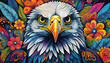eagle bright colorful and vibrant poster illustration