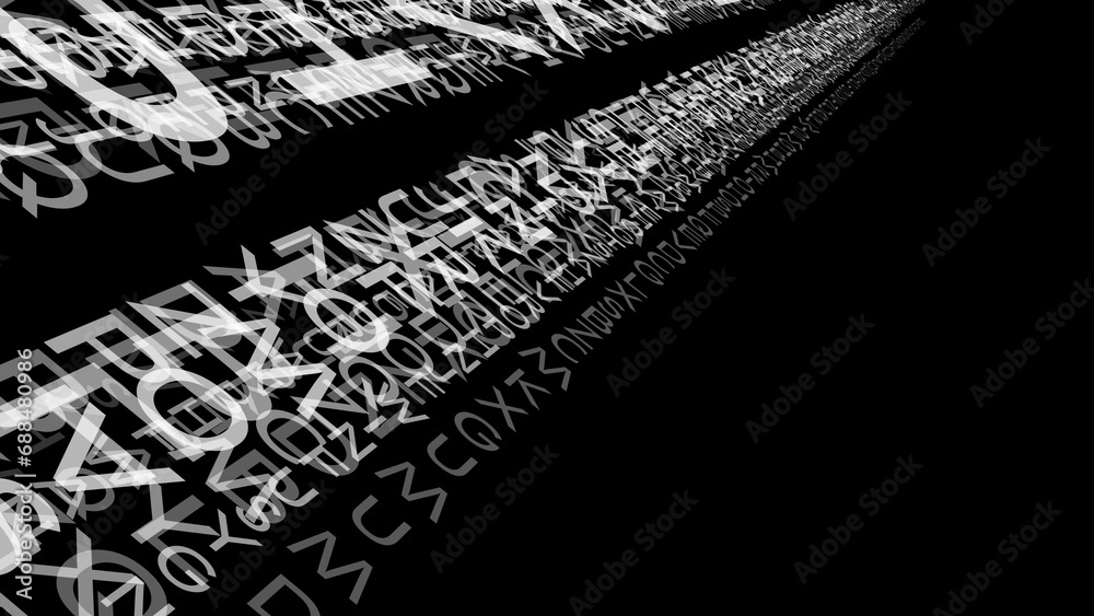 Random characters unleash typographic chaos on black background ...