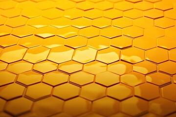 Wall Mural - background hexagon yellow orange bright threedimensional abstract texture illustration hexagonal tech pattern technology design honeycomb geometric art business graphic