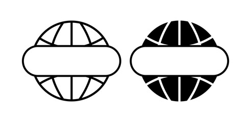 Poster - Planet icon mockup for text. Linear, planet icons, place for text template. Vector icons