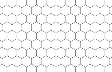 Wall Mural - Seamless pattern of the hexagonal netting. Black hexagon grid on white background. Vector illustration