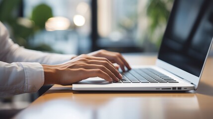 Image of hands typing information on a computer