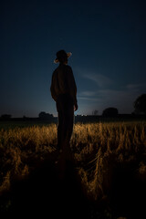 Wall Mural - Silhouette of a man in a field