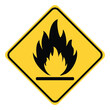 flammable, inflammable substances sign. fire warning sign in yellow diamond shape, isolated on transparent background. Hazard icon. printable vector