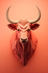 Aufkleber - African Buffalo icon, featuring a sleek and stylish African Buffalo profile against a pale coral background. This design offers a modern and sophisticated touch, suitable for contemporary branding.