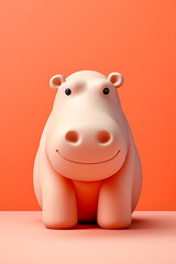 Poster - Hippopotamus icon, featuring a sleek and stylish Hippopotamus profile against a pale coral background. This design offers a modern and sophisticated touch, suitable for contemporary branding.