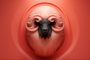 Aufkleber - A minimalist Muskox icon, featuring a sleek and stylish Muskox profile against a pale coral background. This design offers a modern and sophisticated touch, suitable for contemporary branding.