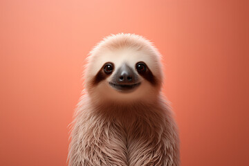 Aufkleber - A minimalist Sloth icon, featuring a sleek and stylish Sloth profile against a pale coral background. This design offers a modern and sophisticated touch, suitable for contemporary branding.