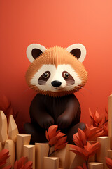 Aufkleber -  Red Panda icon, featuring a sleek and stylish Red Panda profile against a pale coral background. This design offers a modern and sophisticated touch, suitable for contemporary branding.