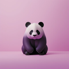 Aufkleber - Giant Panda icon in silhouette, gracefully standing against a serene pastel lavender background, exuding elegance and charm. Ideal for nature-themed designs and advertisements.