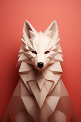 Poster - A minimalist  Wolf icon, featuring a sleek and stylish Wolf profile against a pale coral background. This design offers a modern and sophisticated touch, suitable for contemporary branding.