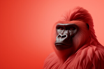 Aufkleber - A minimalist  Gorilla icon, featuring a sleek and stylish Gorilla profile against a pale coral background. This design offers a modern and sophisticated touch, suitable for contemporary branding.