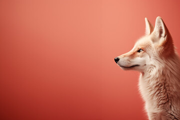 Poster - A minimalist  Coyote icon, featuring a sleek and stylish Coyote profile against a pale coral background. This design offers a modern and sophisticated touch, suitable for contemporary branding.