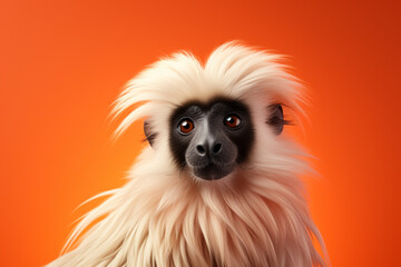 Aufkleber - A minimalist  Tamarin icon, featuring a sleek and stylish Tamarin profile against a pale coral background. This design offers a modern and sophisticated touch, suitable for contemporary branding.