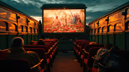 Canvas Print - Colorful train carriage cinema adventure