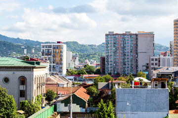 Poster - travel to Georgia - Batumi cityscape on sunny autumn day