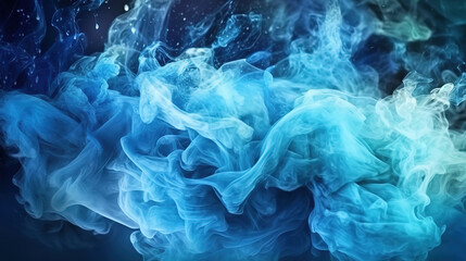 Wall Mural - Glitter mist, Paint water splash, Magic spell, Blue silver gray color gradient shiny smoke