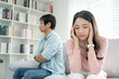 © Shisu_ka - Divorce. Asian couples are desperate and disappointed after marriage. Husband and wife are sad, upset and frustrated after quarrels. distrust, love problems, betrayals. family problem, teenage love