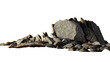 A pile of isolated stones on a white background.