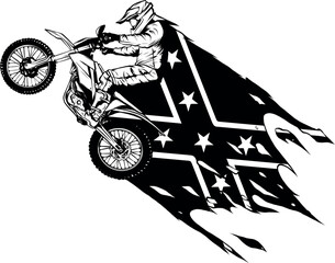 Wall Mural - vector of black and white jumping racer riding the motocross