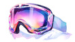 ski goggles on snow in watercolor style with drops, isolated on a white background. 