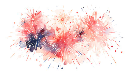 Wall Mural - fireworks in the sky in watercolor style with drops, isolated on a white background. 