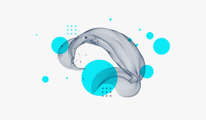 The abstract wave is made in a frame style. Template for science and technology presentation. Hand drawn vector art.