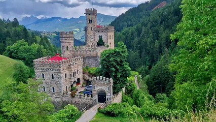 Canvas Print - Romantic beautiful medieval castles of northern Italy Castello di Gernstein, Chiusa, South Tyrol