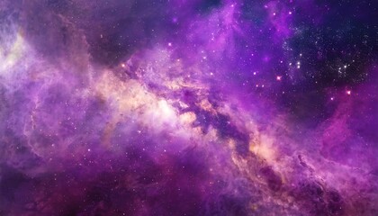 Wall Mural - bright purple cosmic background with nebula and stardust
