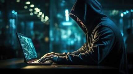 Hooded computer hacker