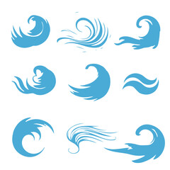  Wind icons vector. Wind and air illustration