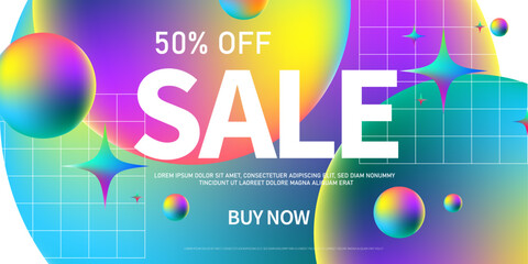 Wall Mural - sale template background with colorful circles