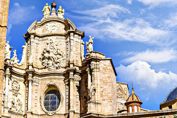 Plaza de la Reina, Cathedral-Basilica of the Assumption of Our Lady of Valencia (Valencia Cathedral) in Gothic style