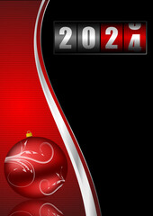 Aufkleber - New year 2024 illustration with counter and Christmas ball, modern design greeting card