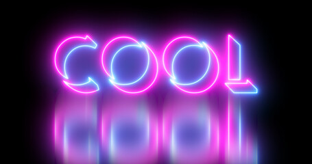 Fototapete - Neon-colored Cold word text illustration with a glowing neon color moving outline on a dark background in high-resolution. Easy to use.