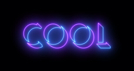 Fototapete - Neon-colored Cold word text illustration with a glowing neon color moving outline on a dark background in high-resolution. Easy to use.