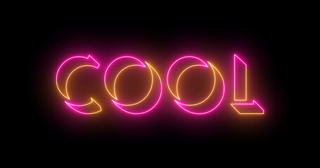 Fototapete - Neon-colored Cold word text illustration with a glowing neon color moving outline on a dark background in high-resolution. Easy to use.