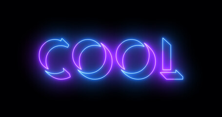 Fototapete - Neon-colored Cold word text illustration with a glowing neon color moving outline on a dark background in high-resolution. Easy to use.