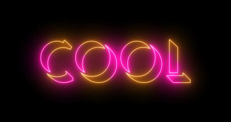 Fototapete - Neon-colored Cold word text illustration with a glowing neon color moving outline on a dark background in high-resolution. Easy to use.