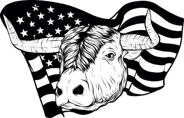 Sticker - black and white of cow head design