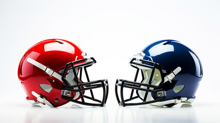 Two football helmets on isolated background - ai generative