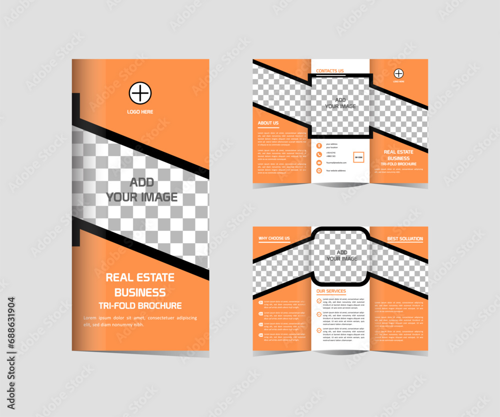 Real estate Tri fold brochure design template Modern editable Stock ...