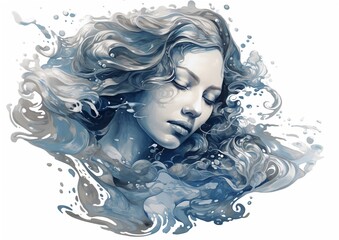 Wall Mural - Beautiful woman portrait with water splashes