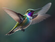fliegender Kolibri mit lila Brust