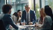 © pkproject - Corporate Leadership, Mature CEO Leads Boardroom Meeting - Expertly Steering Team to Success.