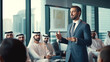 © EmmaStock - A Dubai businessman gives a clever presentation to a business partner
