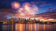 Beautiful fireworks night in the city of celebration Australia