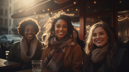 Wall Mural - group of friends at a cafe