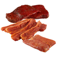 Wall Mural - Fresh pork steak slices cut out isolated transparent background