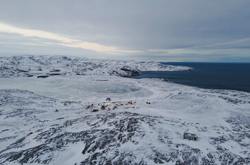 natural attractions of Barents sea coast. Arctic Ocean.